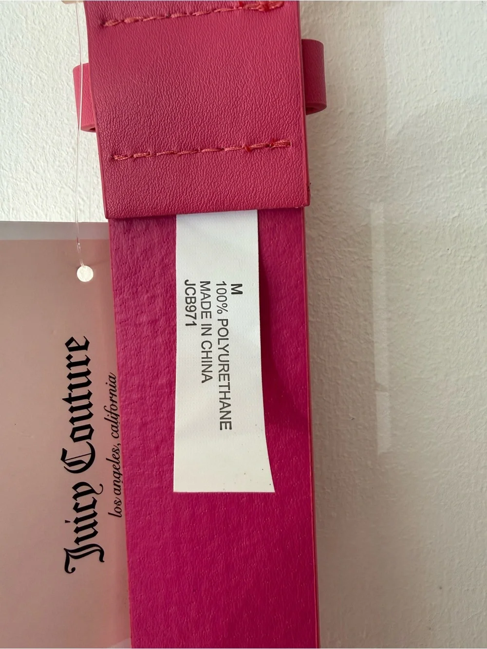 Juicy Couture Hot Pink Slim Leather Belt with Gold Buckle